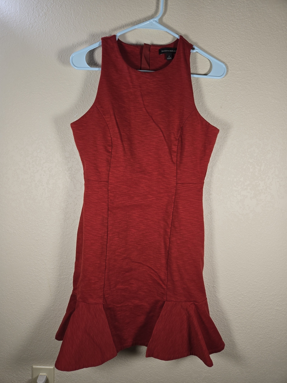 Banana Republic Red Sleeveless Ruffle-Hem Mini Dress